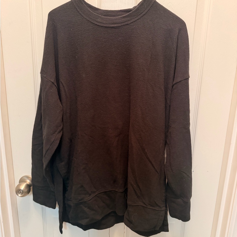 aerie Dark Brown Cozy Crewneck Sweatshirt